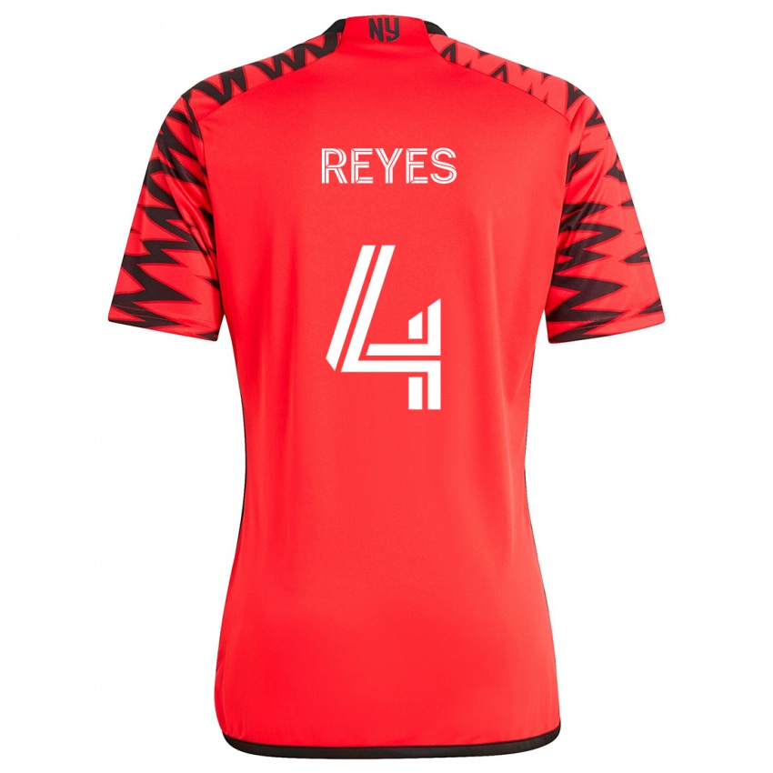 Kinder Andrés Reyes #4 Rot Schwarz Weiß Auswärtstrikot Trikot 2024/25 T-Shirt