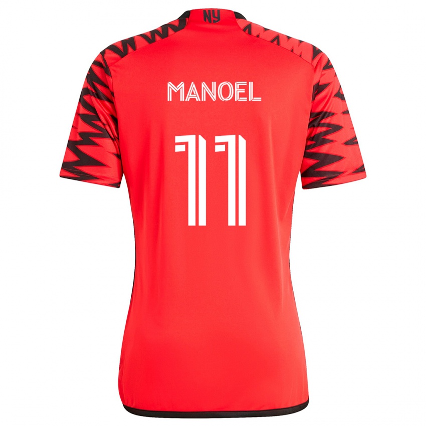 Kinder Elias Manoel #11 Rot Schwarz Weiß Auswärtstrikot Trikot 2024/25 T-Shirt