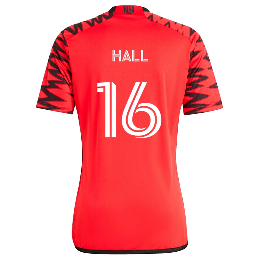 Kinder Julian Hall #16 Rot Schwarz Weiß Auswärtstrikot Trikot 2024/25 T-Shirt