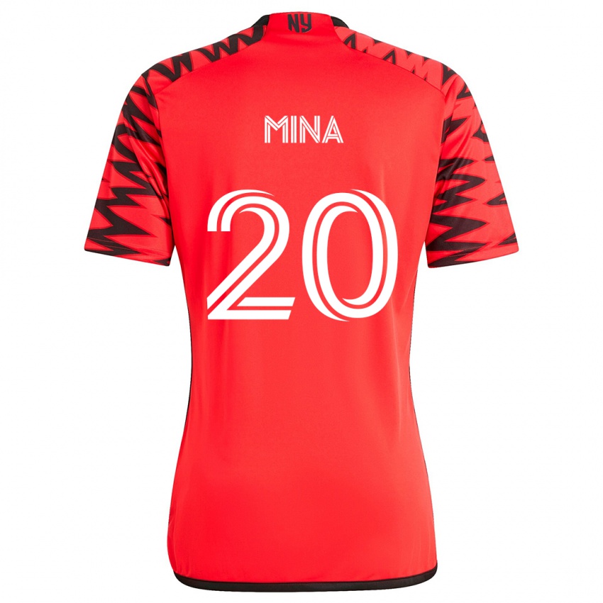 Kinder Juan Mina #20 Rot Schwarz Weiß Auswärtstrikot Trikot 2024/25 T-Shirt