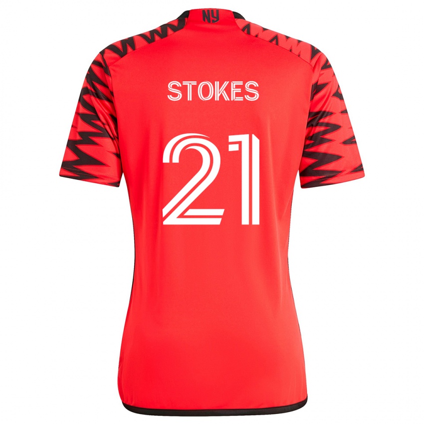 Kinder Aidan Stokes #21 Rot Schwarz Weiß Auswärtstrikot Trikot 2024/25 T-Shirt