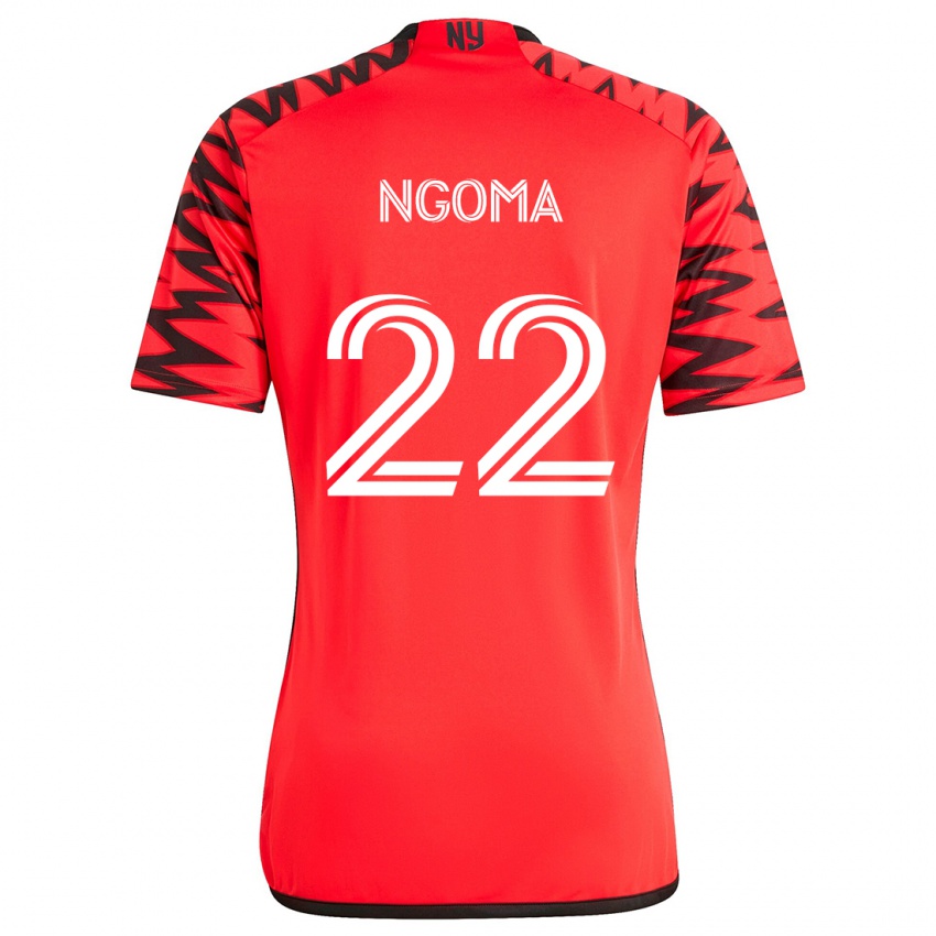 Kinder Serge Ngoma #22 Rot Schwarz Weiß Auswärtstrikot Trikot 2024/25 T-Shirt