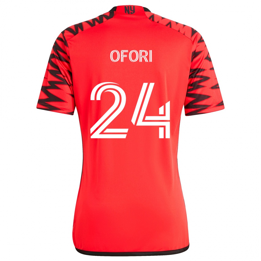 Kinder Curtis Ofori #24 Rot Schwarz Weiß Auswärtstrikot Trikot 2024/25 T-Shirt