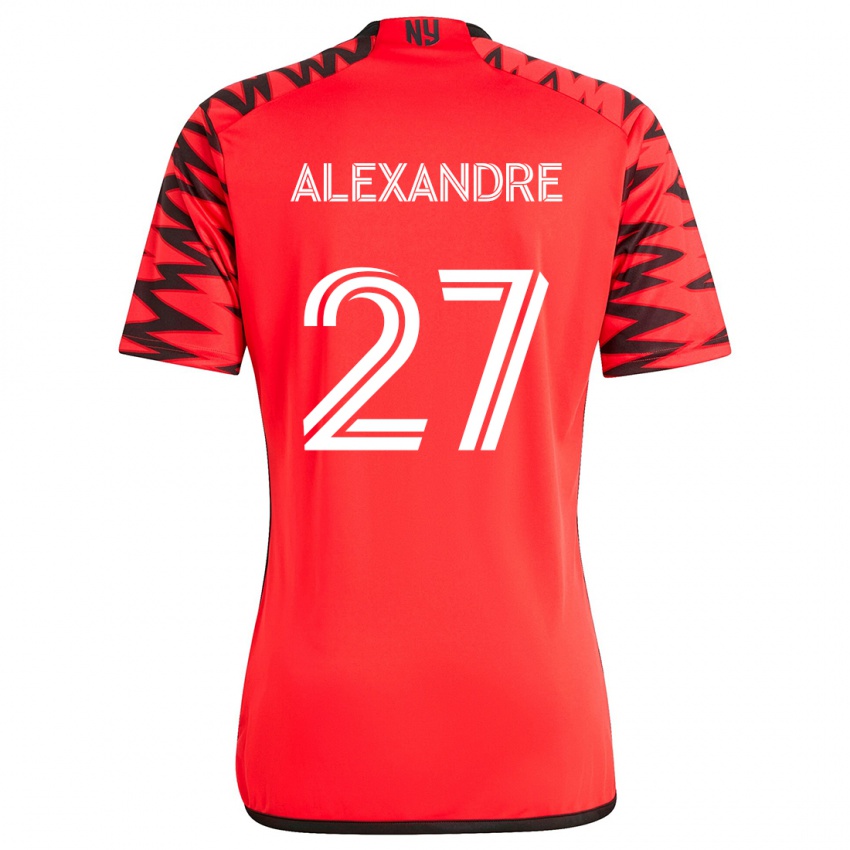 Kinder Davi Alexandre #27 Rot Schwarz Weiß Auswärtstrikot Trikot 2024/25 T-Shirt