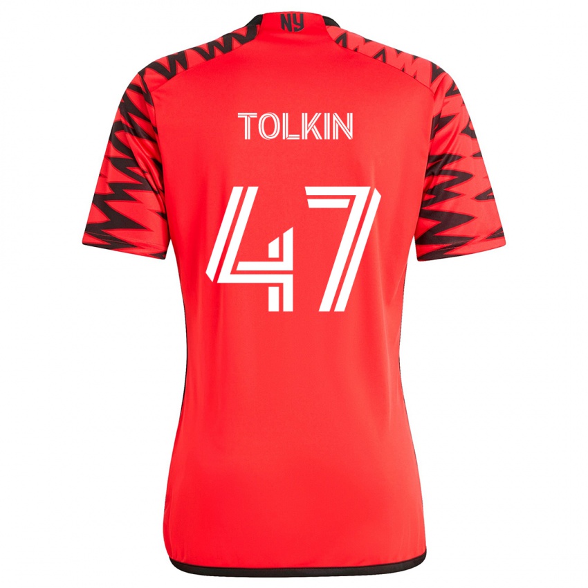 Kinder John Tolkin #47 Rot Schwarz Weiß Auswärtstrikot Trikot 2024/25 T-Shirt