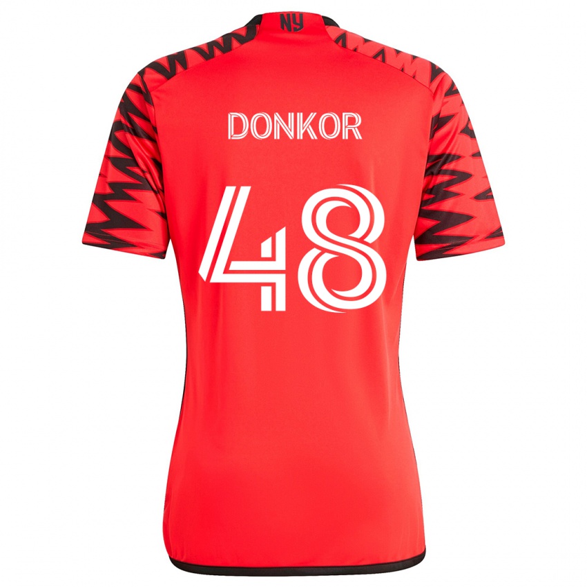 Kinder Ronald Donkor #48 Rot Schwarz Weiß Auswärtstrikot Trikot 2024/25 T-Shirt