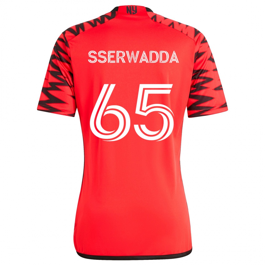 Kinder Steven Sserwadda #65 Rot Schwarz Weiß Auswärtstrikot Trikot 2024/25 T-Shirt