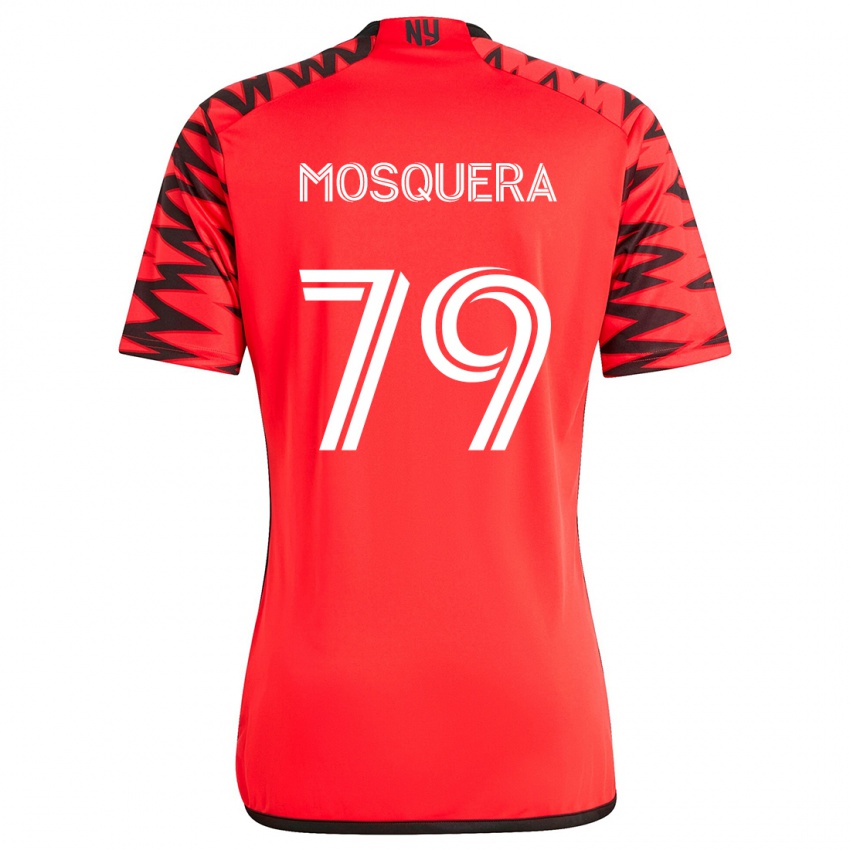 Kinder Rafael Mosquera #79 Rot Schwarz Weiß Auswärtstrikot Trikot 2024/25 T-Shirt