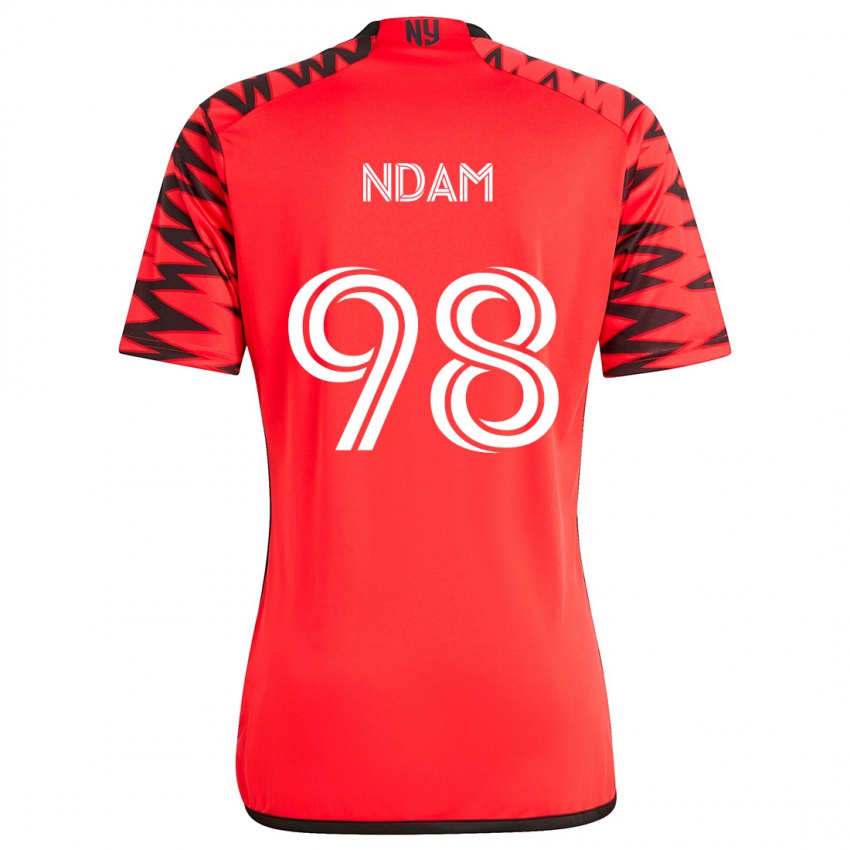 Kinder Hassan Ndam #98 Rot Schwarz Weiß Auswärtstrikot Trikot 2024/25 T-Shirt