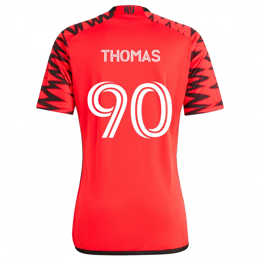 Kinder Oladayo Thomas #90 Rot Schwarz Weiß Auswärtstrikot Trikot 2024/25 T-Shirt