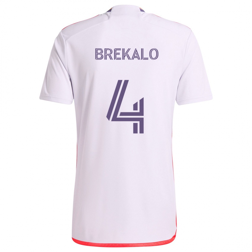 Kinder David Brekalo #4 Weiß Rot Lila Auswärtstrikot Trikot 2024/25 T-Shirt