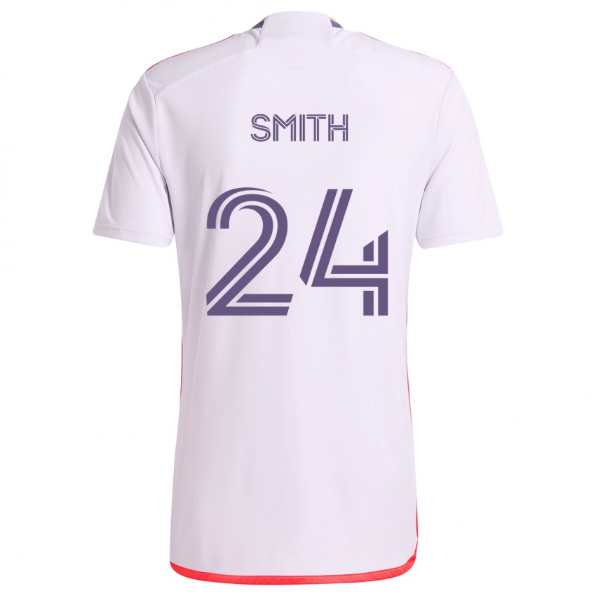 Kinder Kyle Smith #24 Weiß Rot Lila Auswärtstrikot Trikot 2024/25 T-Shirt