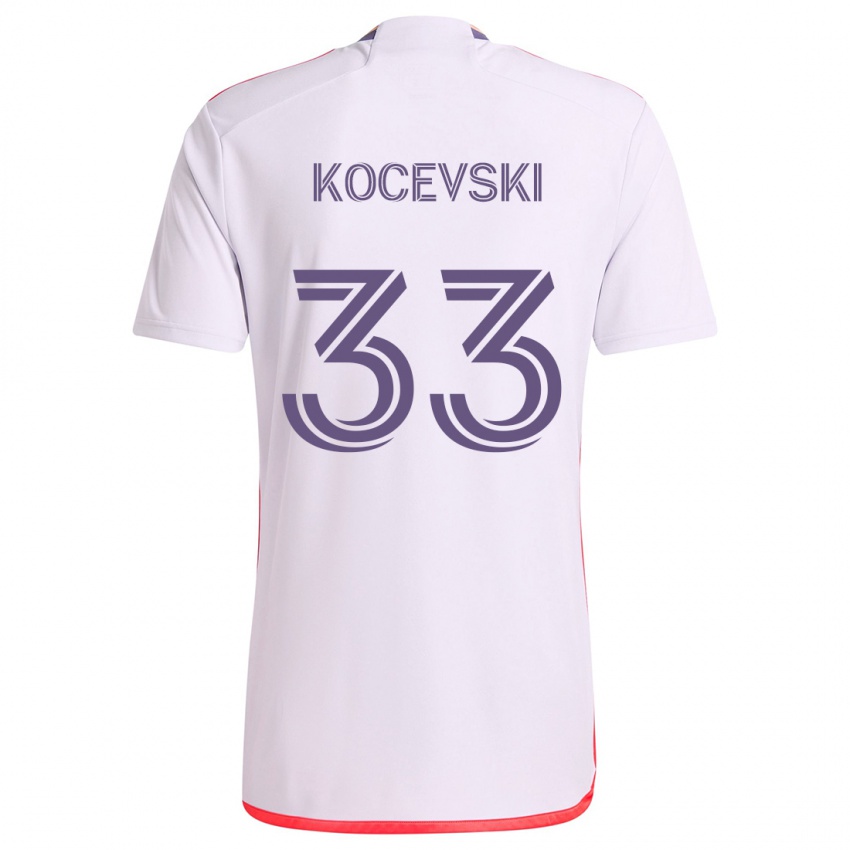 Kinder Jeorgio Kocevski #33 Weiß Rot Lila Auswärtstrikot Trikot 2024/25 T-Shirt