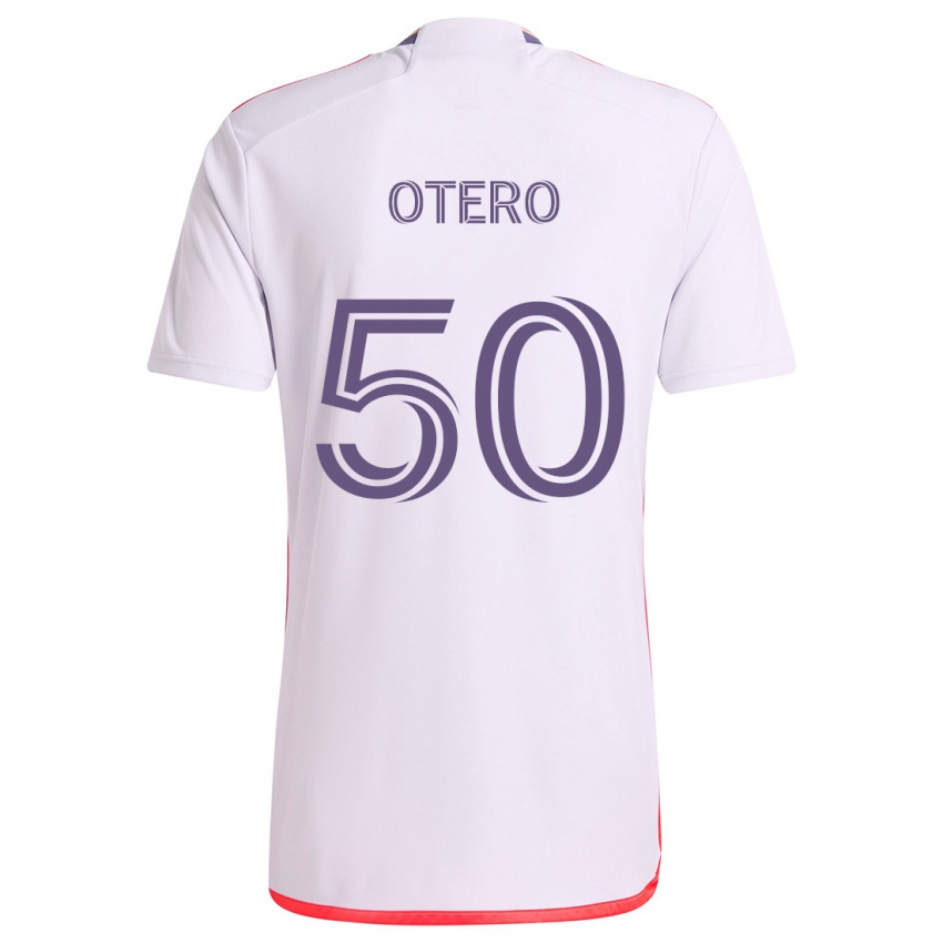 Kinder Javier Otero #50 Weiß Rot Lila Auswärtstrikot Trikot 2024/25 T-Shirt