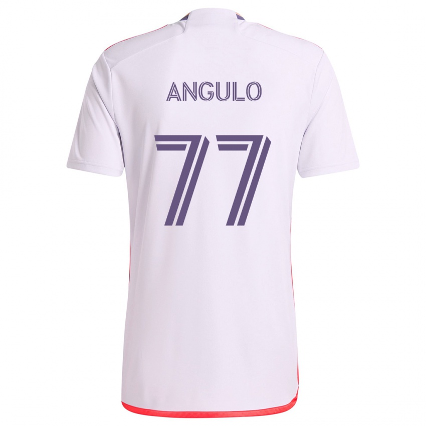 Kinder Iván Angulo #77 Weiß Rot Lila Auswärtstrikot Trikot 2024/25 T-Shirt