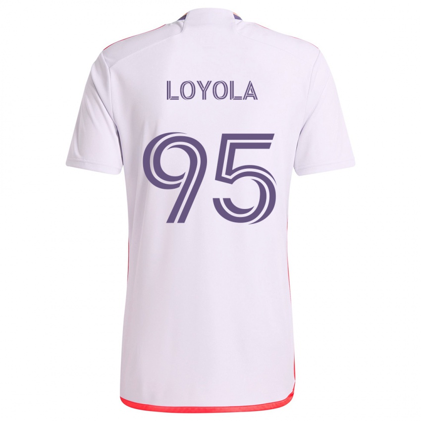 Kinder Favian Loyola #95 Weiß Rot Lila Auswärtstrikot Trikot 2024/25 T-Shirt