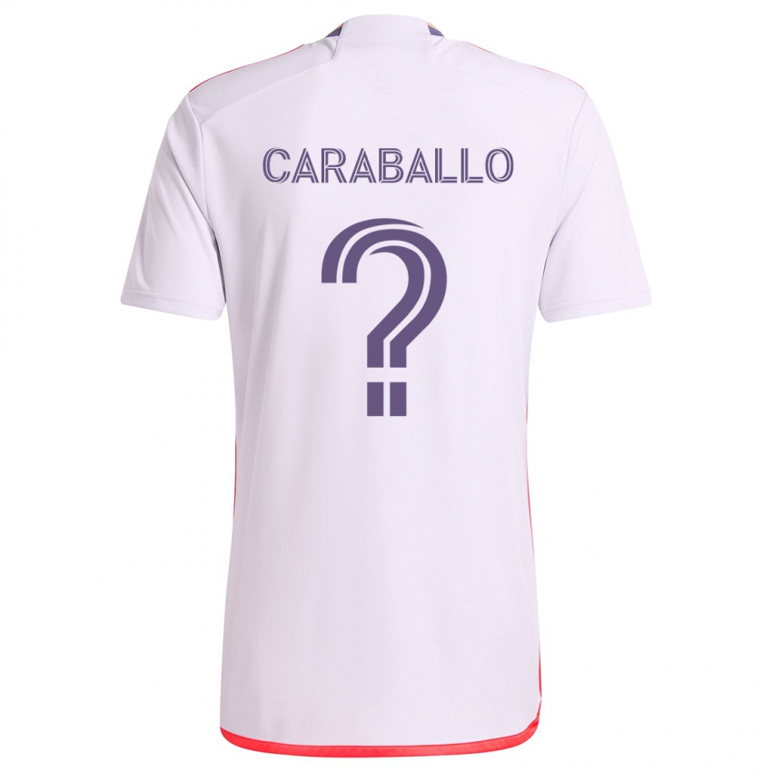 Kinder Gustavo Caraballo #0 Weiß Rot Lila Auswärtstrikot Trikot 2024/25 T-Shirt