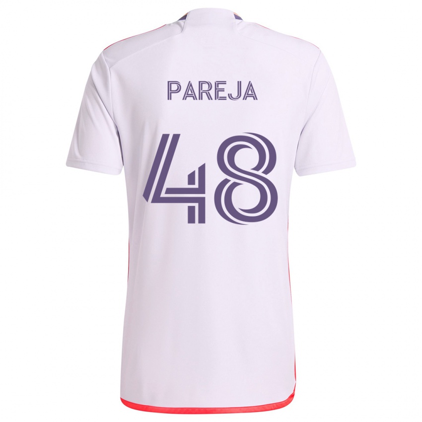 Kinder Diego Pareja #48 Weiß Rot Lila Auswärtstrikot Trikot 2024/25 T-Shirt