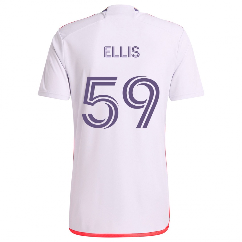 Kinder Justin Ellis #59 Weiß Rot Lila Auswärtstrikot Trikot 2024/25 T-Shirt