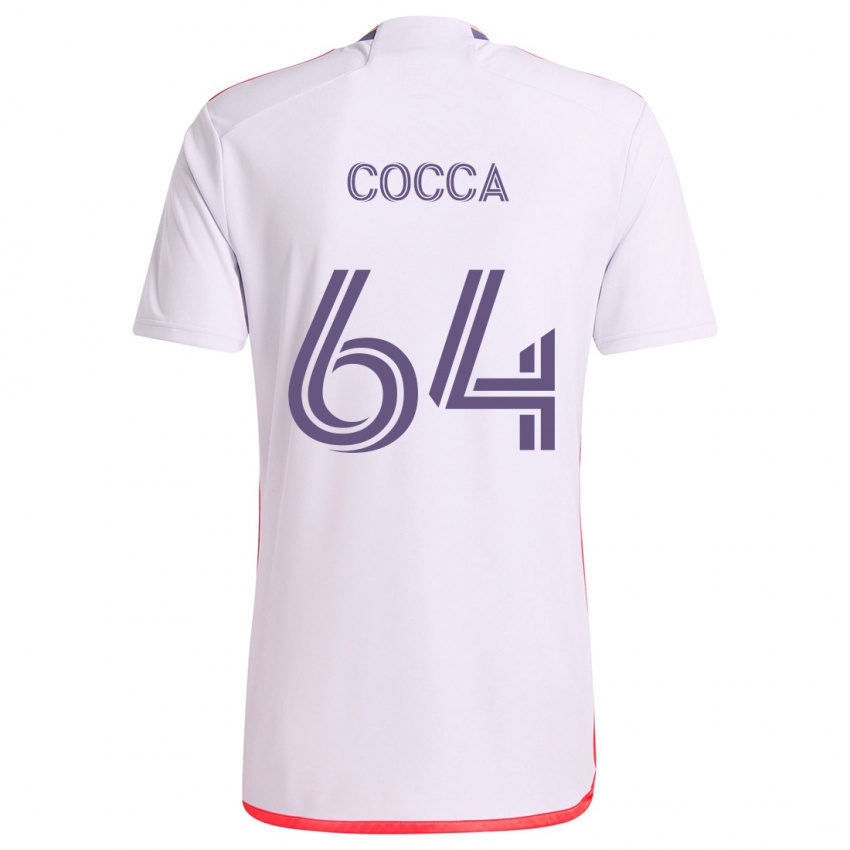 Kinder Manuel Cocca #64 Weiß Rot Lila Auswärtstrikot Trikot 2024/25 T-Shirt