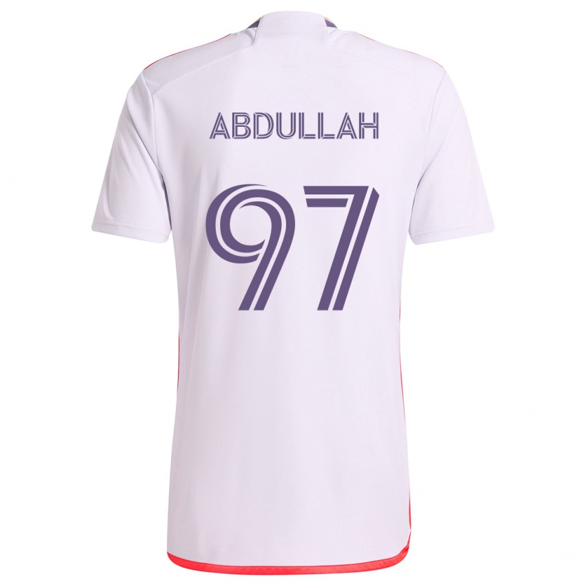 Kinder Majed Abdullah #97 Weiß Rot Lila Auswärtstrikot Trikot 2024/25 T-Shirt