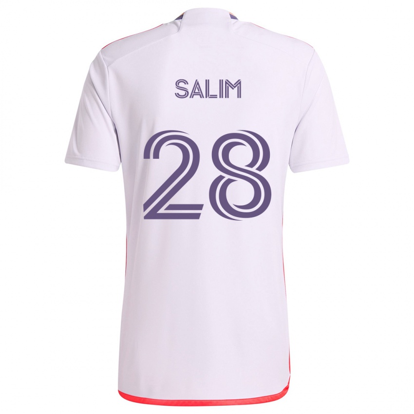 Kinder Abdi Salim #28 Weiß Rot Lila Auswärtstrikot Trikot 2024/25 T-Shirt