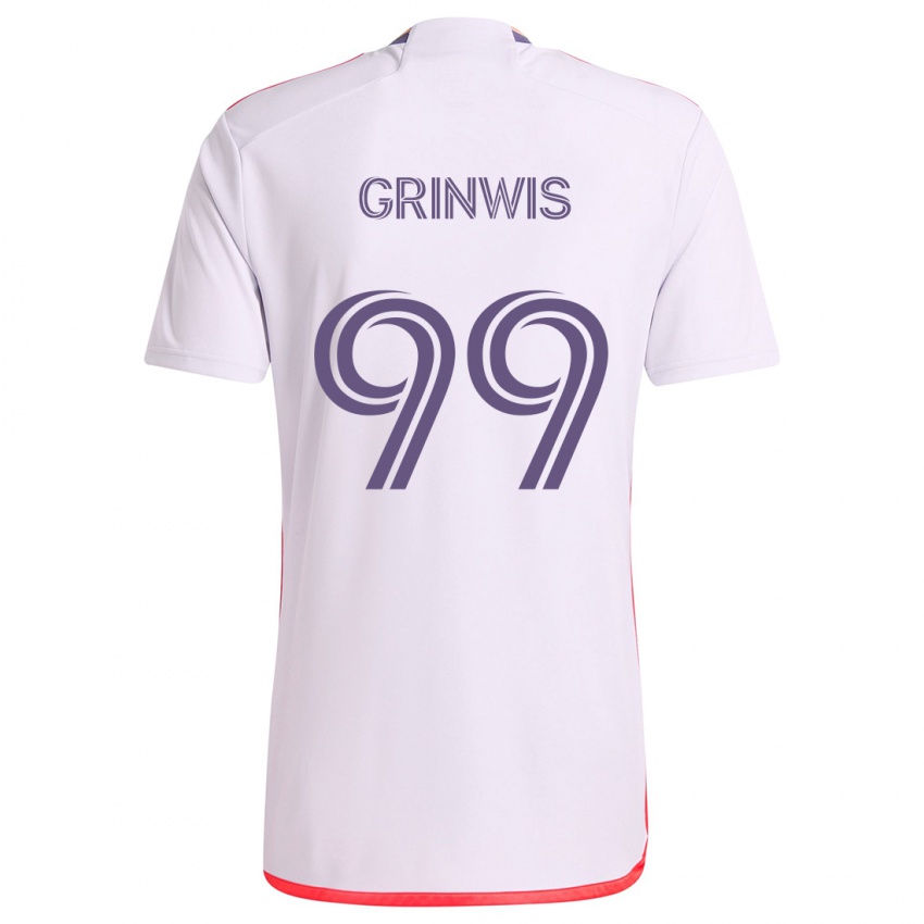 Kinder Adam Grinwis #99 Weiß Rot Lila Auswärtstrikot Trikot 2024/25 T-Shirt