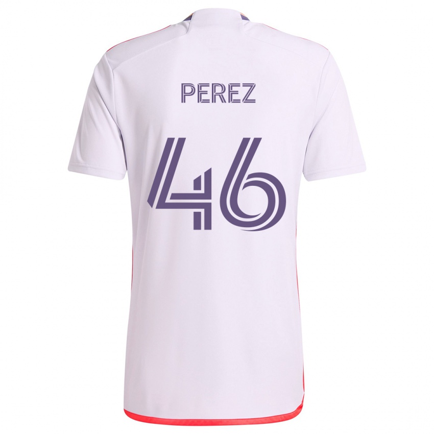 Kinder Franco Pérez #46 Weiß Rot Lila Auswärtstrikot Trikot 2024/25 T-Shirt