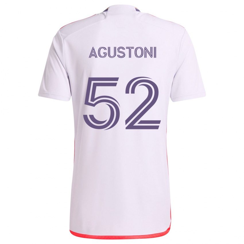 Kinder Gonzalo Agustoni #52 Weiß Rot Lila Auswärtstrikot Trikot 2024/25 T-Shirt