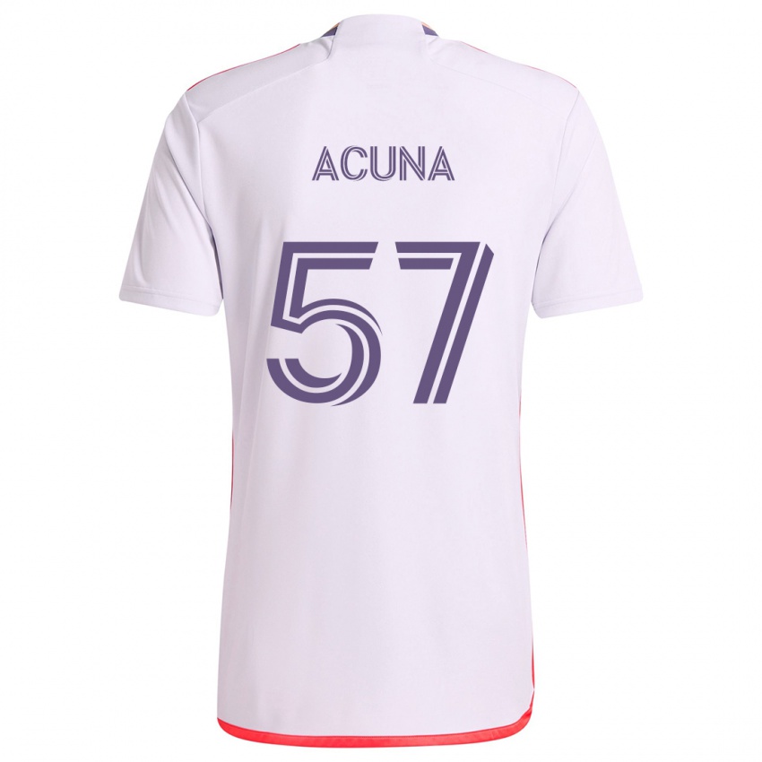 Kinder Cristofer Acuña #57 Weiß Rot Lila Auswärtstrikot Trikot 2024/25 T-Shirt