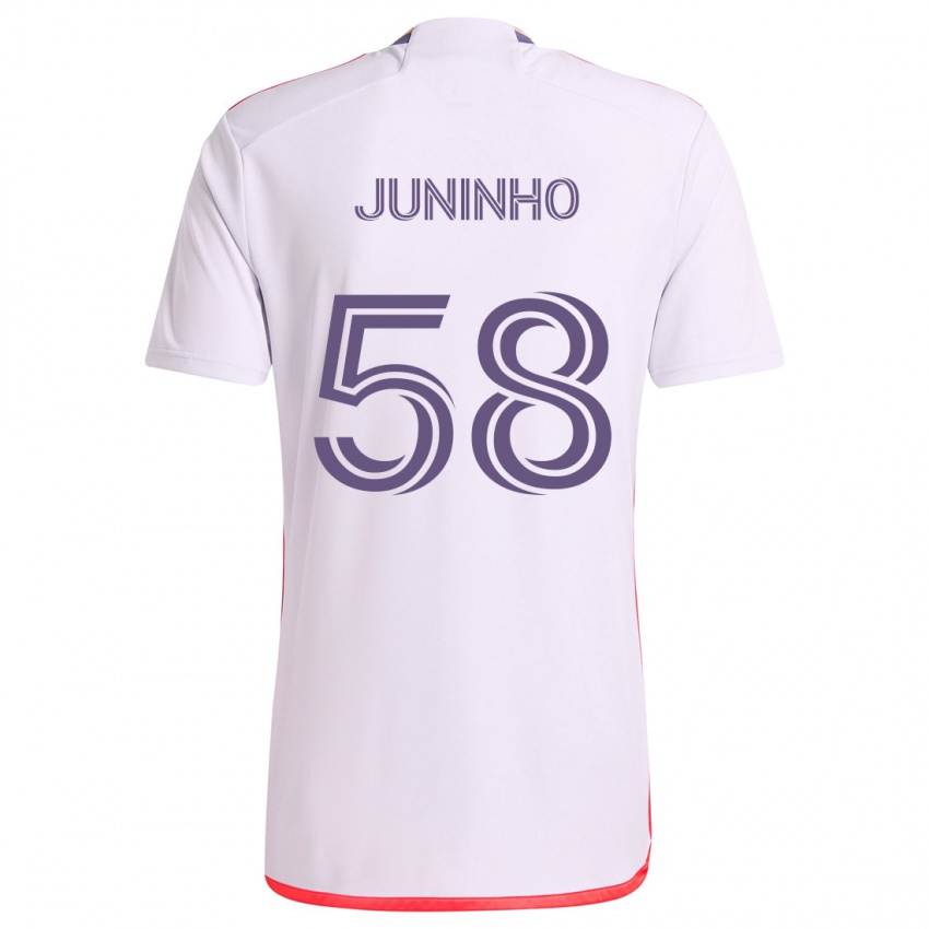 Kinder Juninho #58 Weiß Rot Lila Auswärtstrikot Trikot 2024/25 T-Shirt