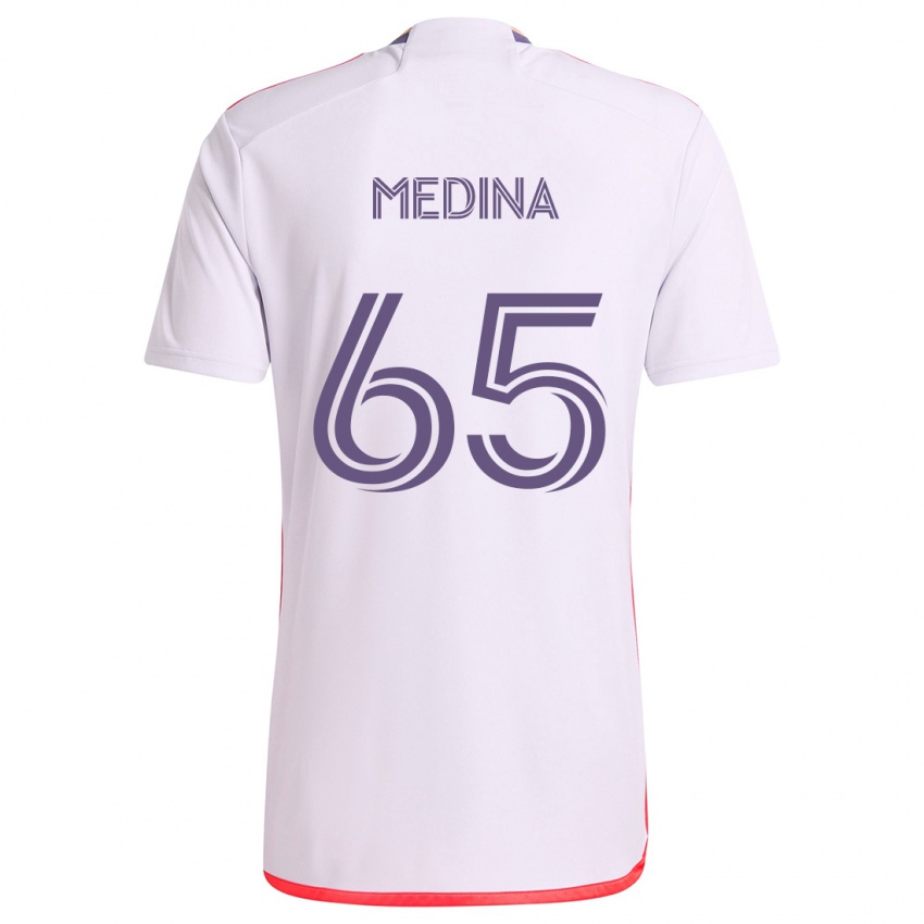 Kinder Cristian Medina #65 Weiß Rot Lila Auswärtstrikot Trikot 2024/25 T-Shirt