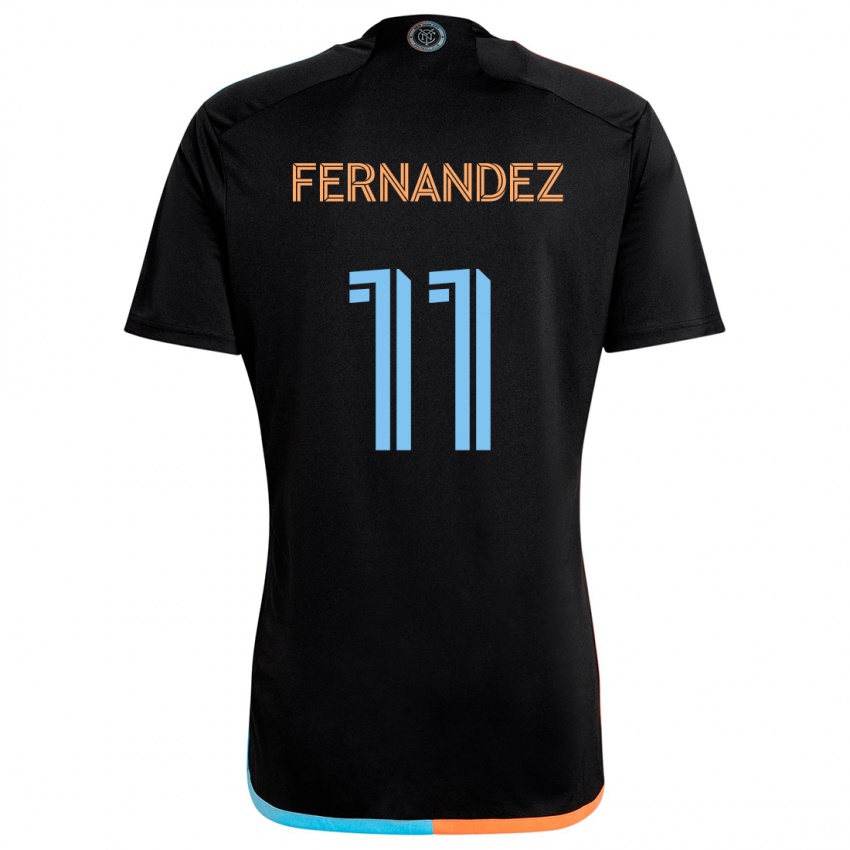 Kinder Julián Fernández #11 Schwarz Orange Blau Auswärtstrikot Trikot 2024/25 T-Shirt