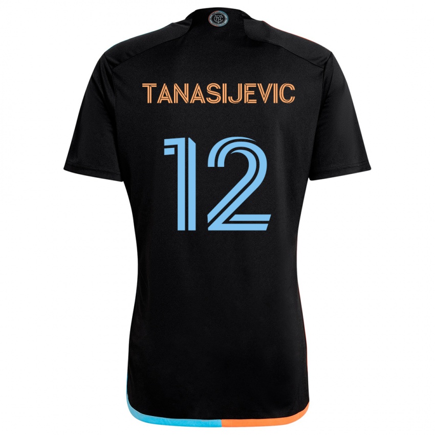 Kinder Strahinja Tanasijevic #12 Schwarz Orange Blau Auswärtstrikot Trikot 2024/25 T-Shirt