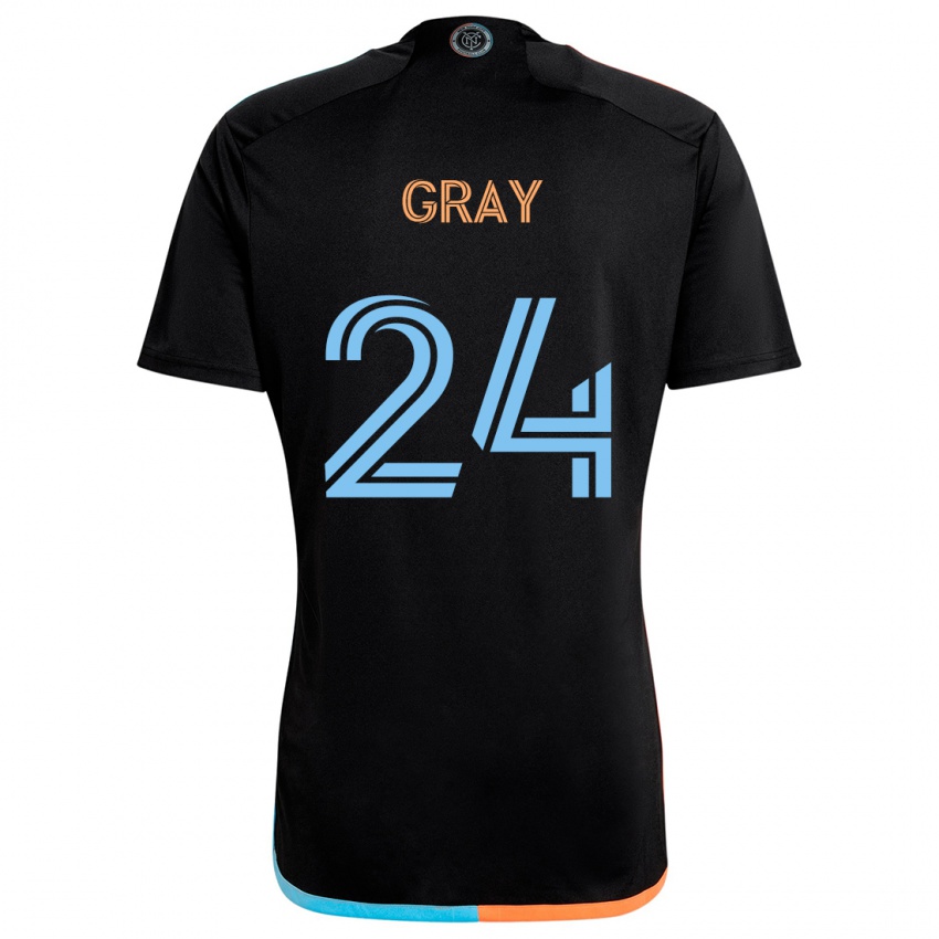 Kinder Tayvon Gray #24 Schwarz Orange Blau Auswärtstrikot Trikot 2024/25 T-Shirt