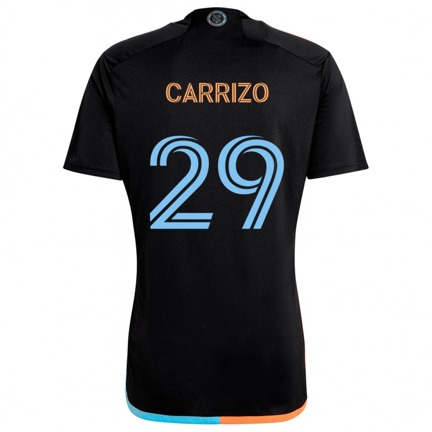 Kinder Máximo Carrizo #29 Schwarz Orange Blau Auswärtstrikot Trikot 2024/25 T-Shirt