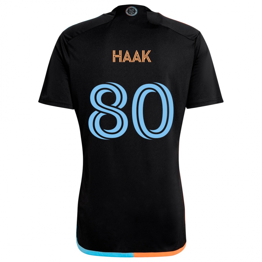 Kinder Justin Haak #80 Schwarz Orange Blau Auswärtstrikot Trikot 2024/25 T-Shirt