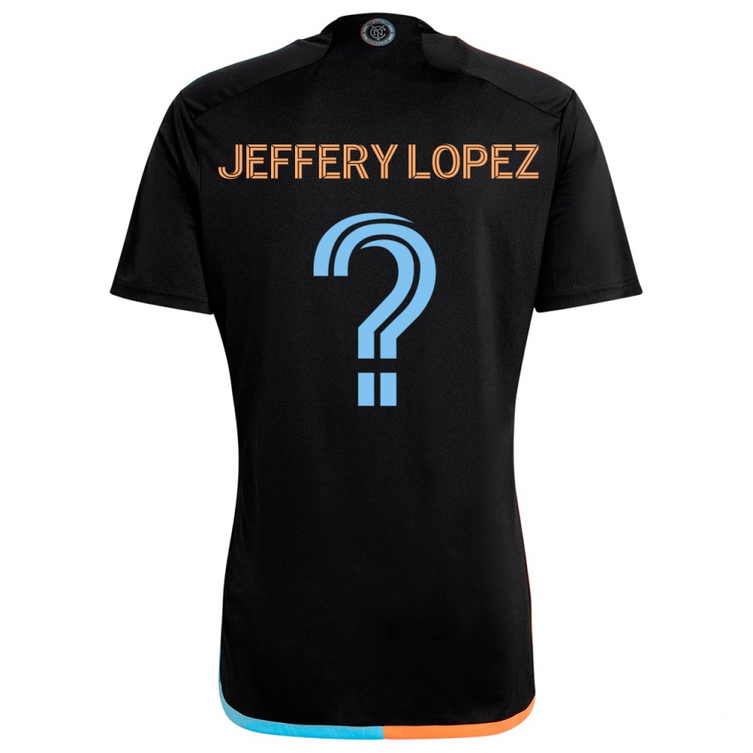 Kinder Jeffery López #0 Schwarz Orange Blau Auswärtstrikot Trikot 2024/25 T-Shirt