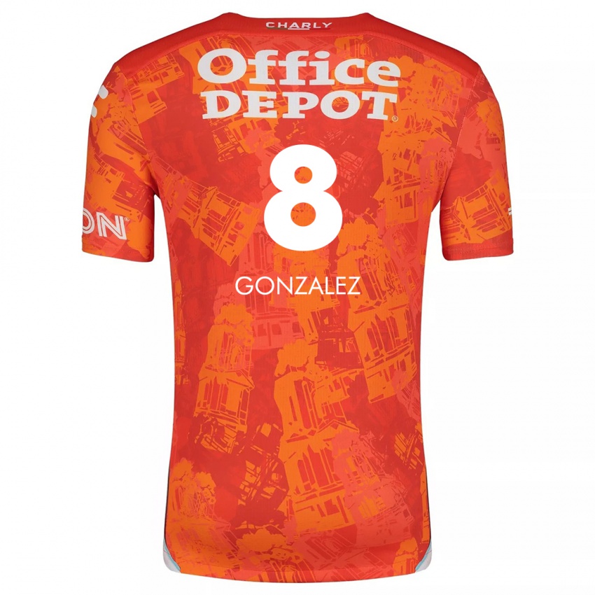 Kinder Bryan González #8 Orange Weiß Auswärtstrikot Trikot 2024/25 T-Shirt