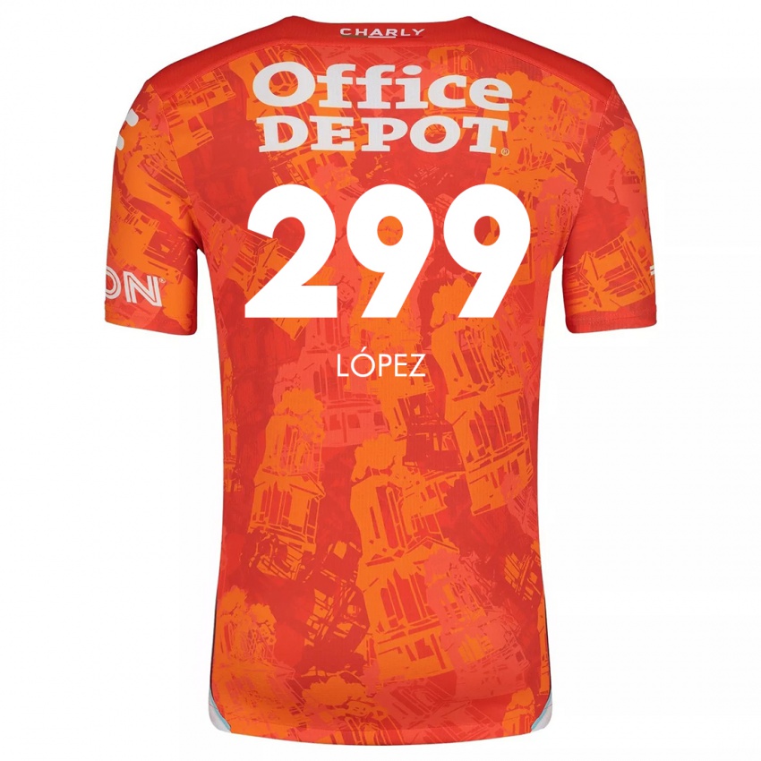 Kinder Santiago López #299 Orange Weiß Auswärtstrikot Trikot 2024/25 T-Shirt