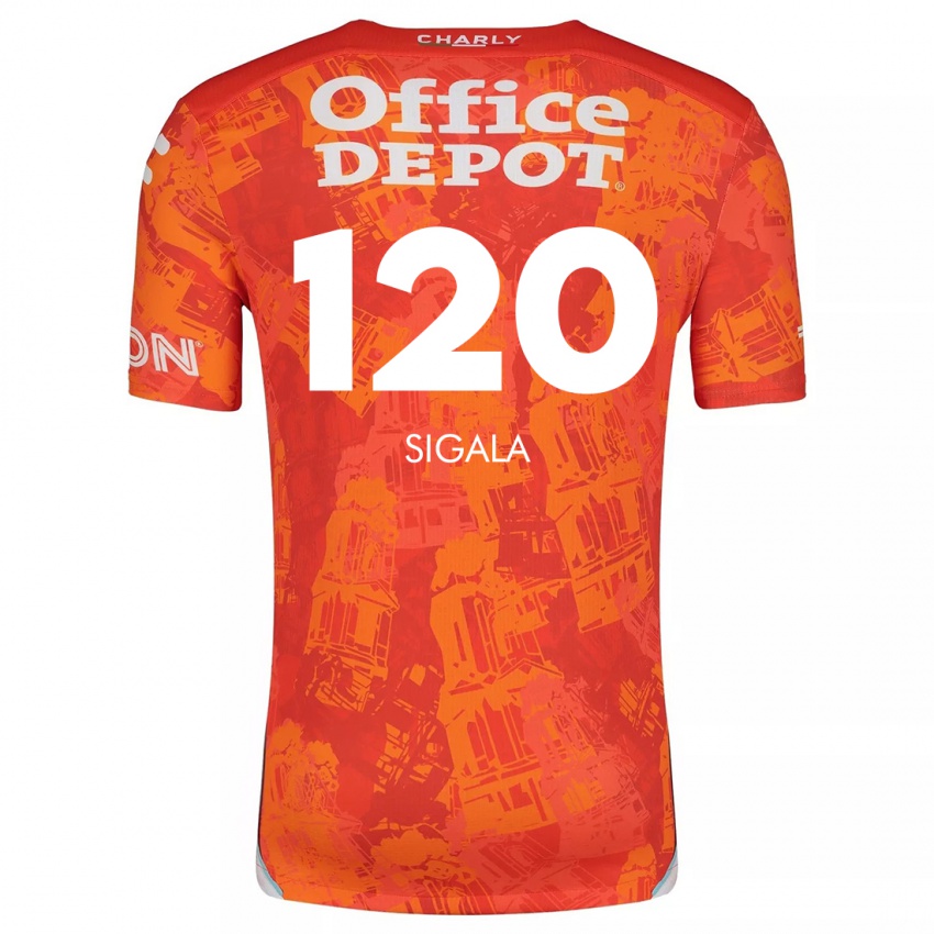 Kinder Juan Sigala #120 Orange Weiß Auswärtstrikot Trikot 2024/25 T-Shirt