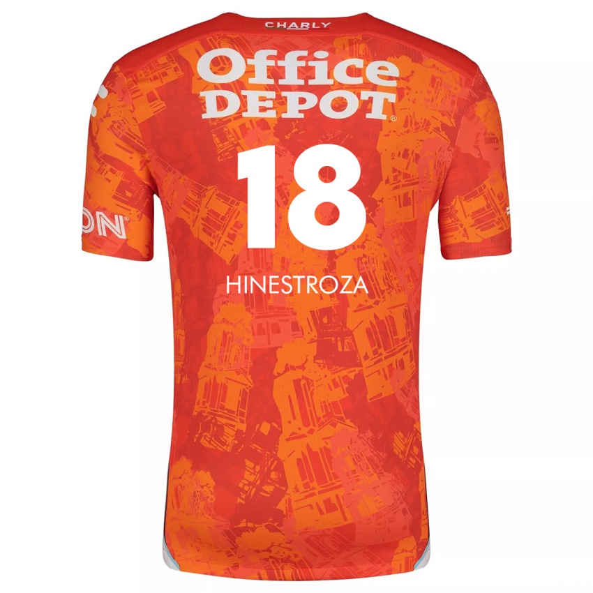 Kinder Marino Hinestroza #18 Orange Weiß Auswärtstrikot Trikot 2024/25 T-Shirt