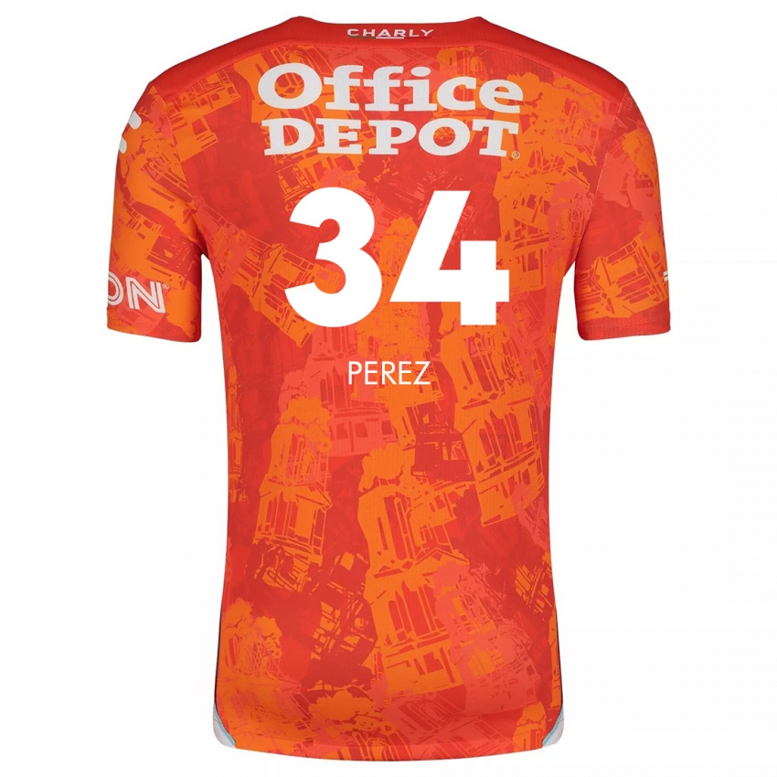 Kinder Julio Pérez #34 Orange Weiß Auswärtstrikot Trikot 2024/25 T-Shirt