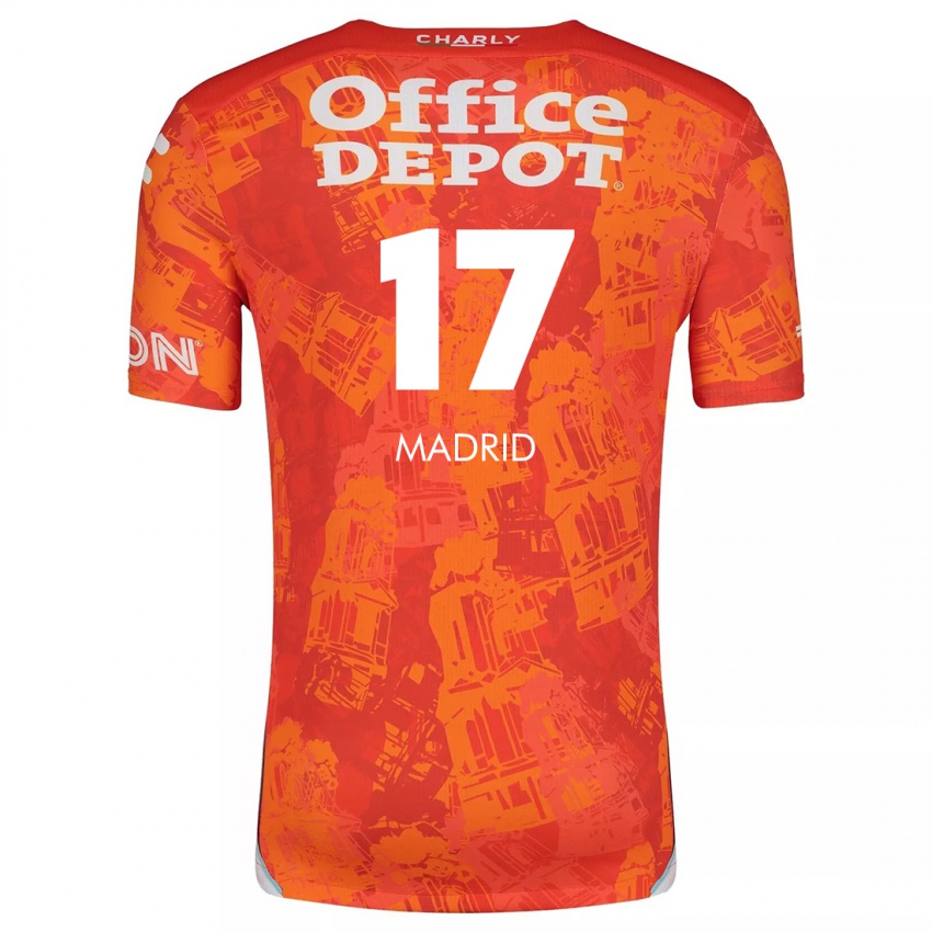 Kinder Yanín Madrid #17 Orange Weiß Auswärtstrikot Trikot 2024/25 T-Shirt