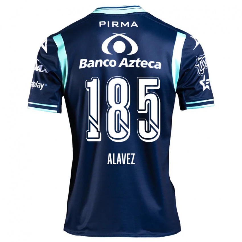 Kinder Brian Alavez #185 Navy Blau Auswärtstrikot Trikot 2024/25 T-Shirt