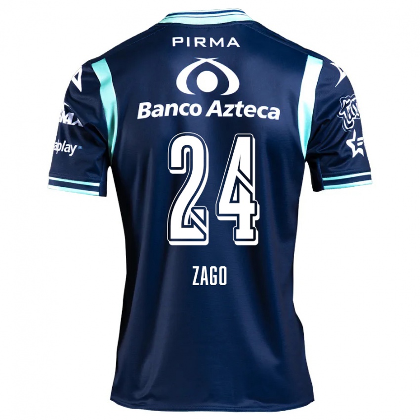 Kinder Diego Zago #24 Navy Blau Auswärtstrikot Trikot 2024/25 T-Shirt