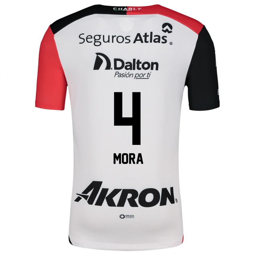 Kinder Adrián Mora #4 Weiß Rot Schwarz Auswärtstrikot Trikot 2024/25 T-Shirt