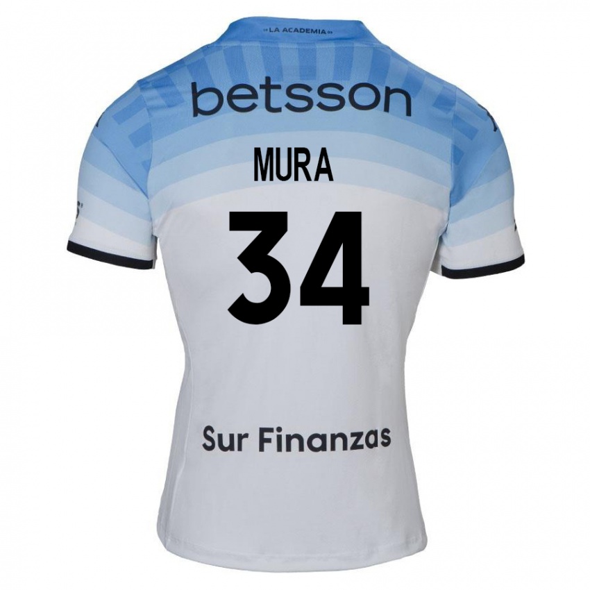 Kinder Facundo Mura #34 Weiß Blau Schwarz Auswärtstrikot Trikot 2024/25 T-Shirt