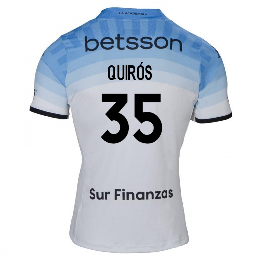 Kinder Santiago Quirós #35 Weiß Blau Schwarz Auswärtstrikot Trikot 2024/25 T-Shirt