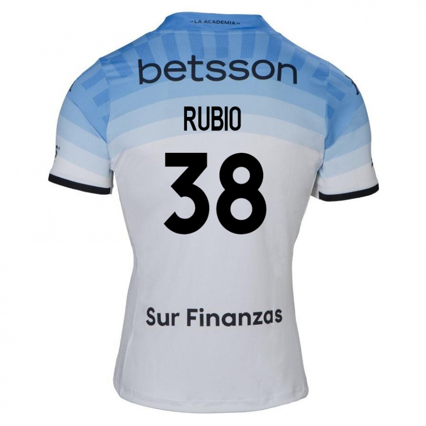 Kinder Tobías Rubio #38 Weiß Blau Schwarz Auswärtstrikot Trikot 2024/25 T-Shirt